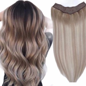 Natural Half Head Hair V-Shape Balayage #9/Light Grey