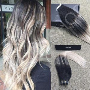 White Platinum Tape In Extensions Balayage #1B #100