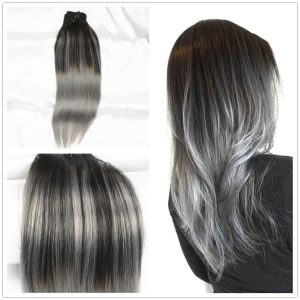 Weft Hair Balayage #1B Grey