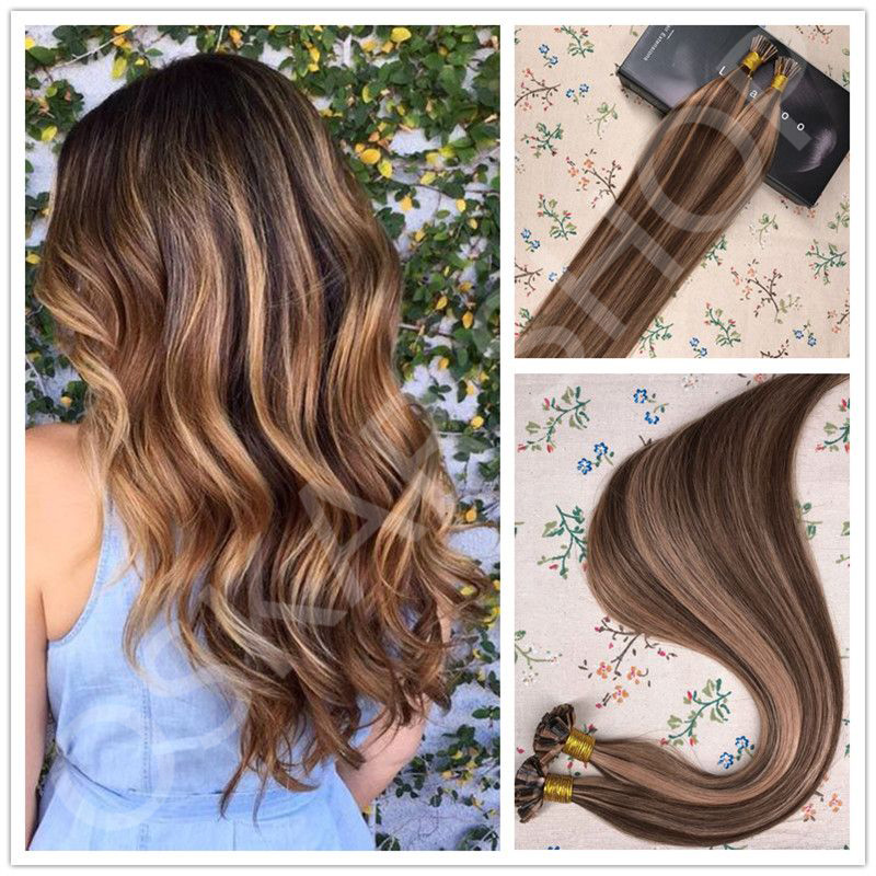 Keratin Extensions Wavy Hair Balayage #4 #27