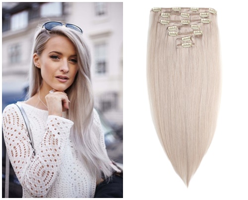 Clip On DeLuxe Straight Black Collection Brilliant Grey