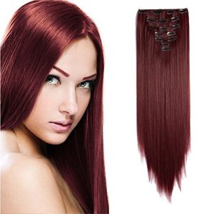 Straight Syntethic Clip-On Wine Red