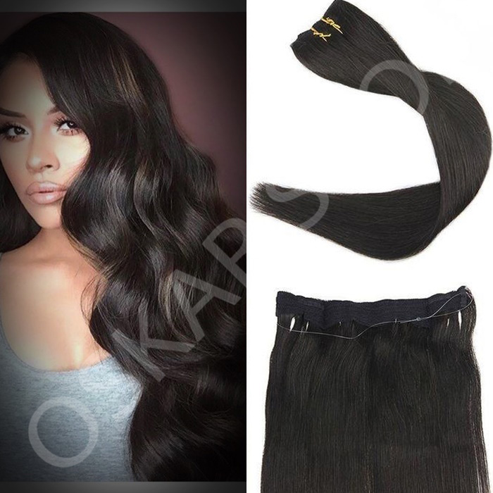 Half Head Hair Extensions with Cap #1B - Image 5