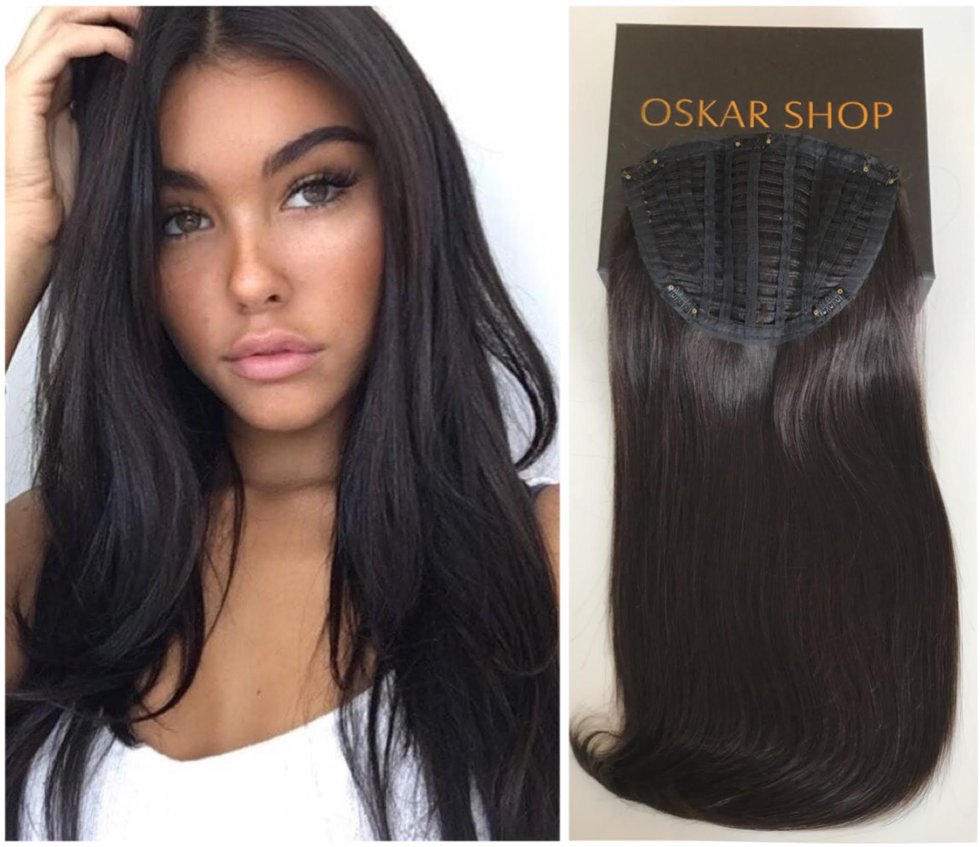 Half Head Hair Extensions with Cap #1B