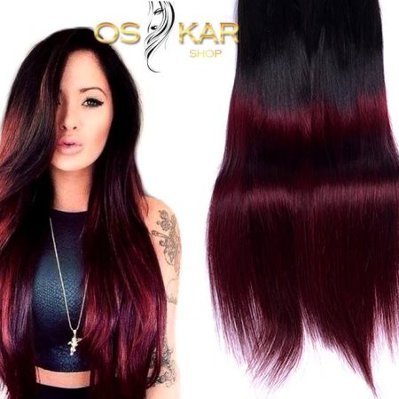 Half Head Hair Extensions DeLuxe #1B Burgundy
