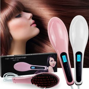 Electric hair straightening brush