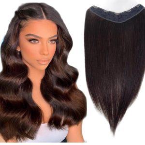 Dark Brown V-Shape Natural Half Head Hair #2