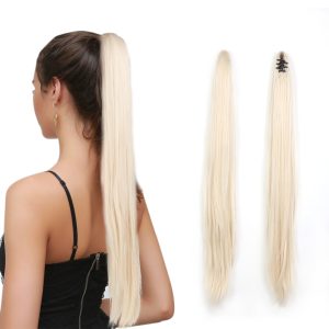 Blondee White Ponytail with Clamp, 70 cm