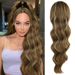 Ponytail with Drawstring Highlighted Brown Soft