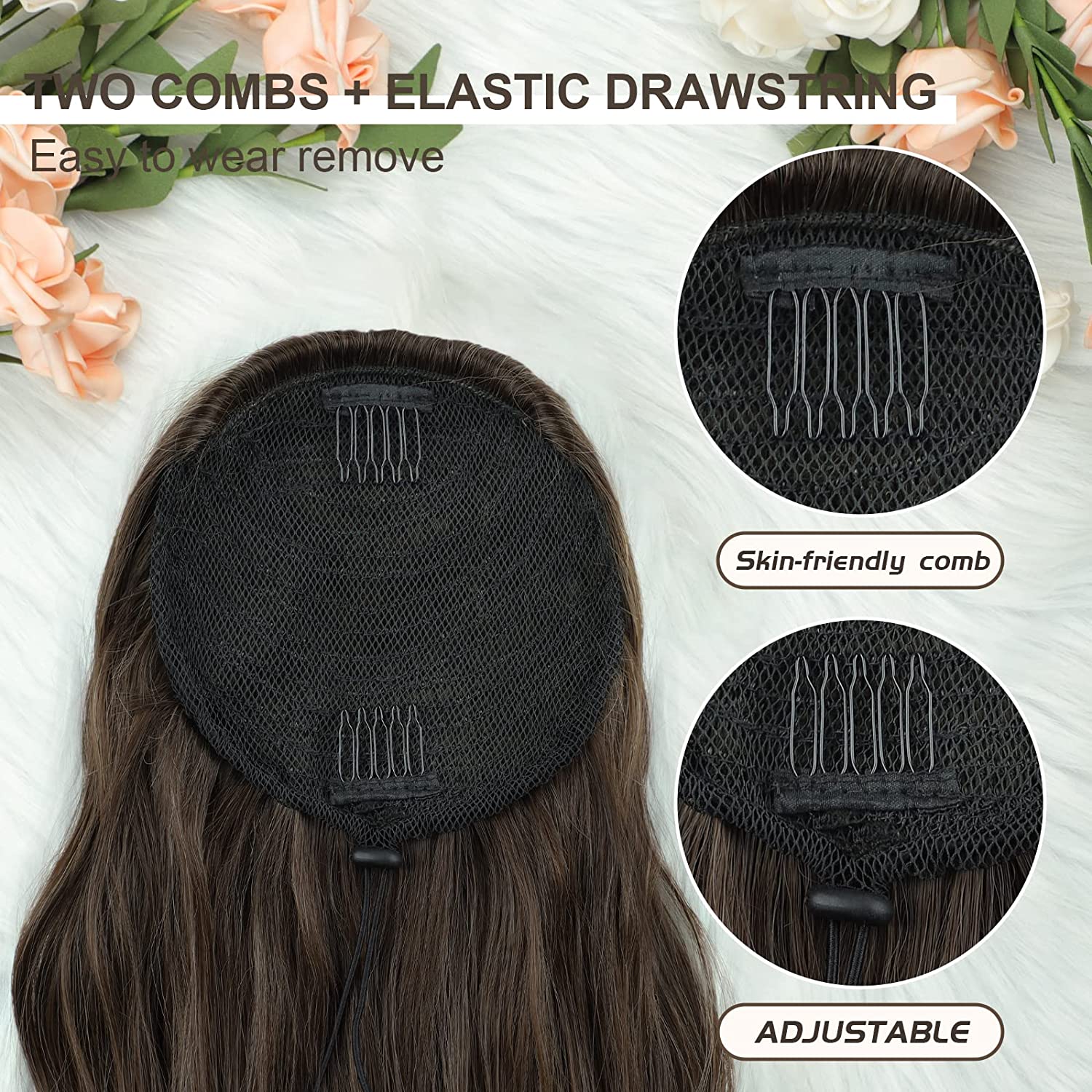 Ponytail with Drawstring Caramel, 70 cm - Image 3