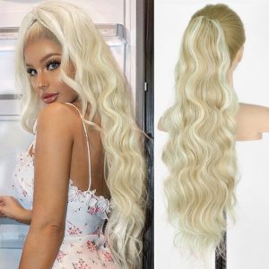 Ponytail with Drawstring Highlighted Blondee, 70 cm