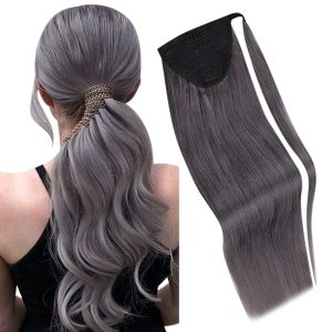 Magic Tail with Velcro Ponytail Mettalic Grey