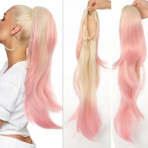 Ponytail with Drawstring Light Blonde Ombre/Rose, 70 cm