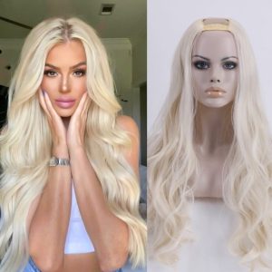 Demi-Wig Natural Hair U Part Wavy Light Blonde