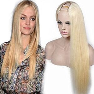 Demi-Wig Natural Hair U Part Straight Light Blonde