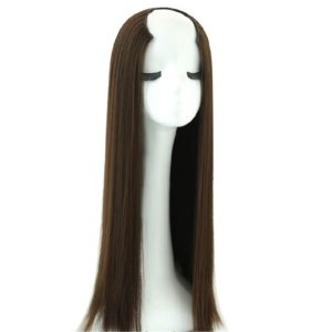 Demi-Wig Natural Hair U Part Straight Chestnut
