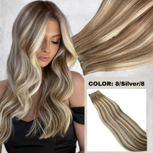 Invisible Tape Extensions Balayage #8/Silver/#8