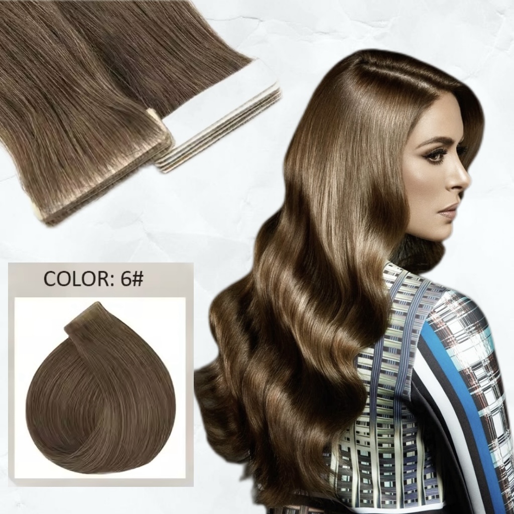 Invisible Tape Extensions #6 Natural Brown